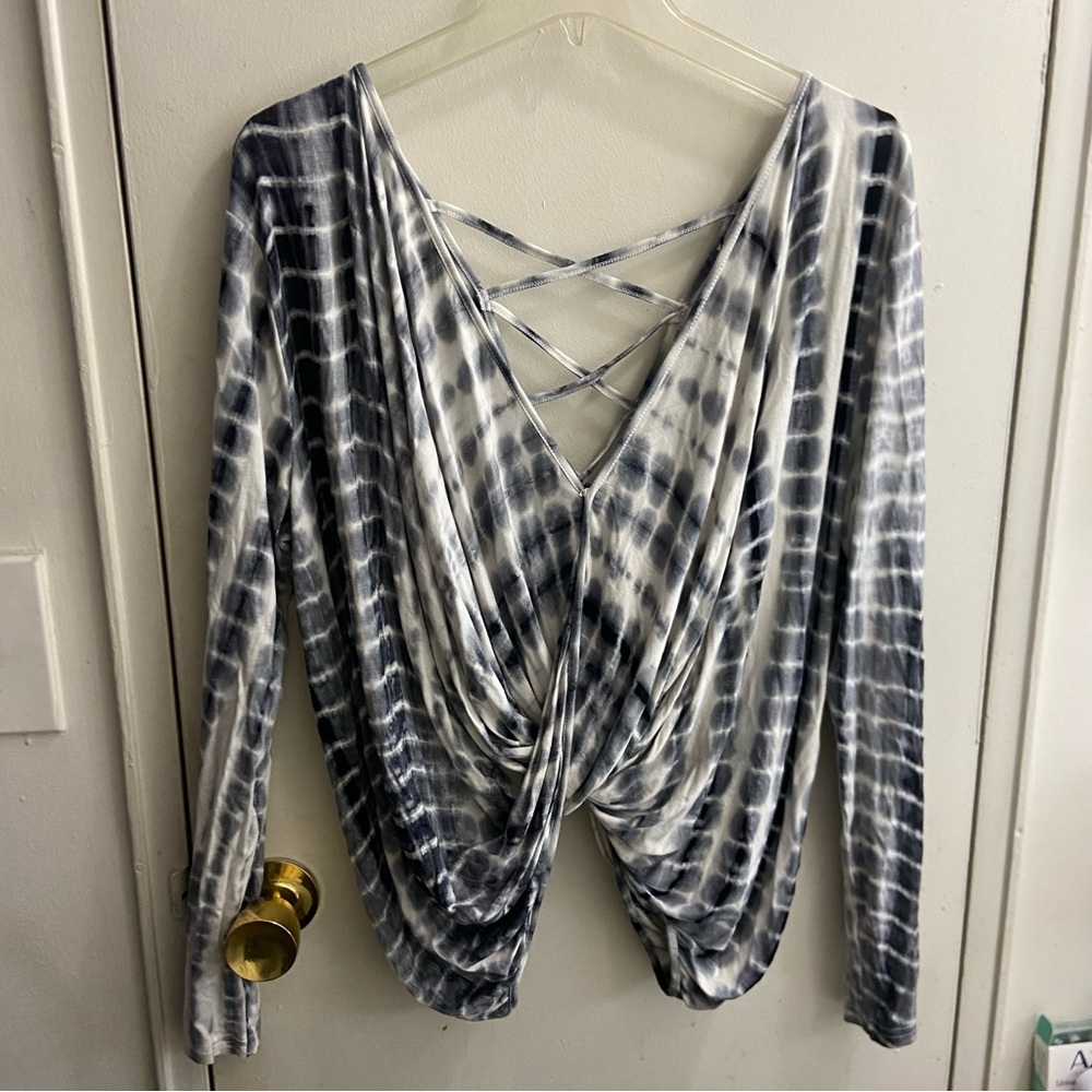 Love Riche Black and White Tie-Dye Blouse